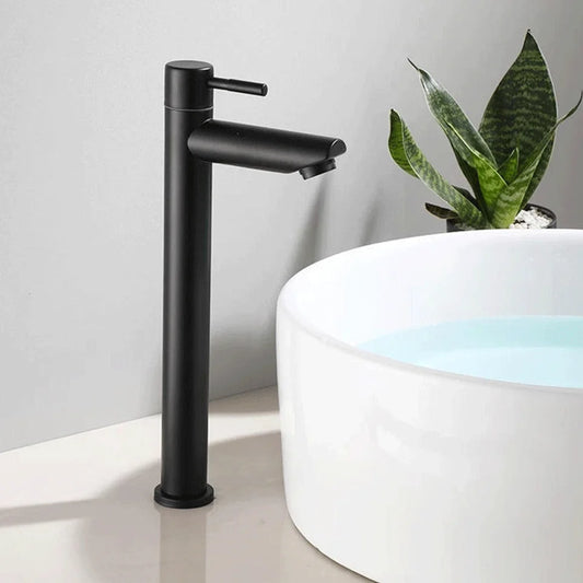 Stainless steel washbasin faucet. Single cold water