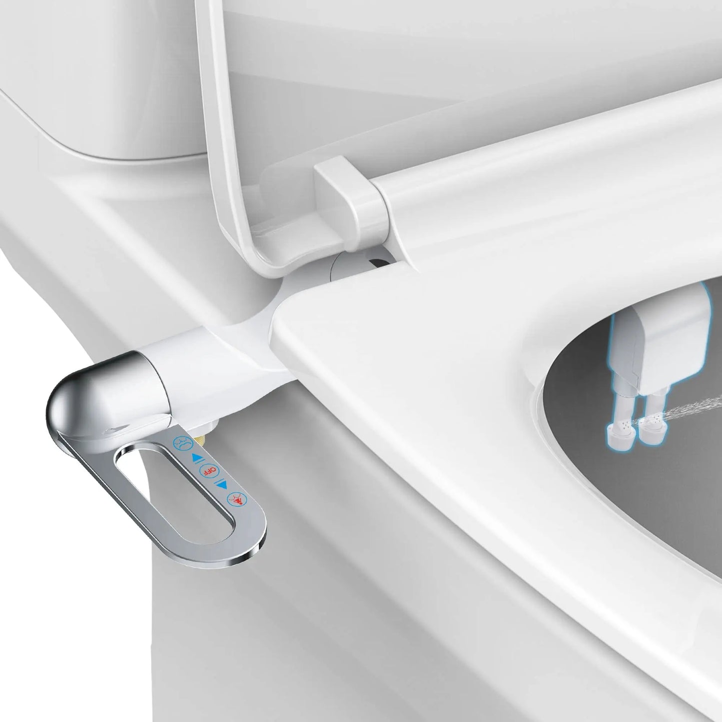 Bidet Toilet Seat Attachment Dual Nozzle Bidet Adjustable Water Pressure Non-Electric