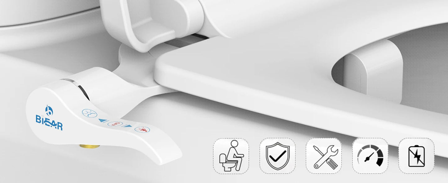 Ultra-Slim Bidet Attachment, Posterior&Feminine Wash-(Retractable Dual Nozzles), Non-Electric Bidet Attachment for Toilet Seat