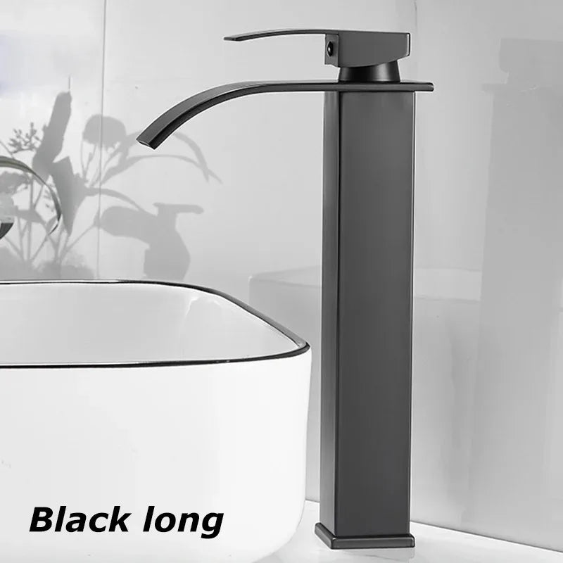 Copper core waterfall stainless steel basin faucet, hot and cold dual control faucet