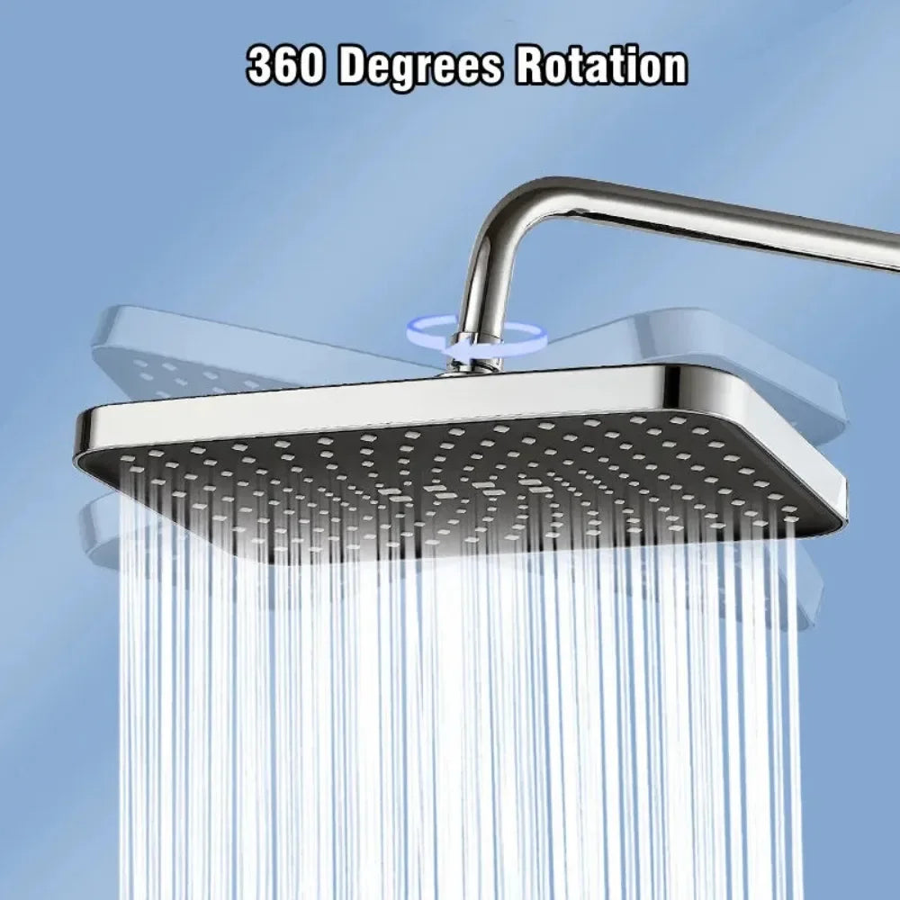 High Pressure 12 Inch Rain Shower Head Supercharged with 360°Adjustable Swivel, Large Flow