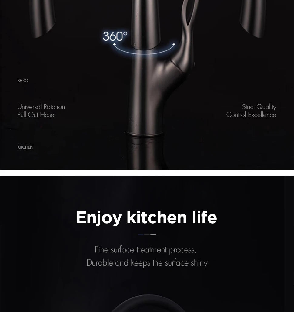 Pull Out Sensor Kitchen Faucet Single Handle Digital Display Intelligent Control