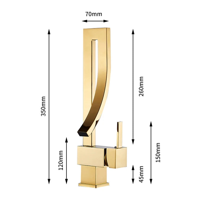 Bathroom Basin Faucet Brass Deck Mounted Waterfall Mixer Taps Single Handle Hot Cold Water Mixer Tap