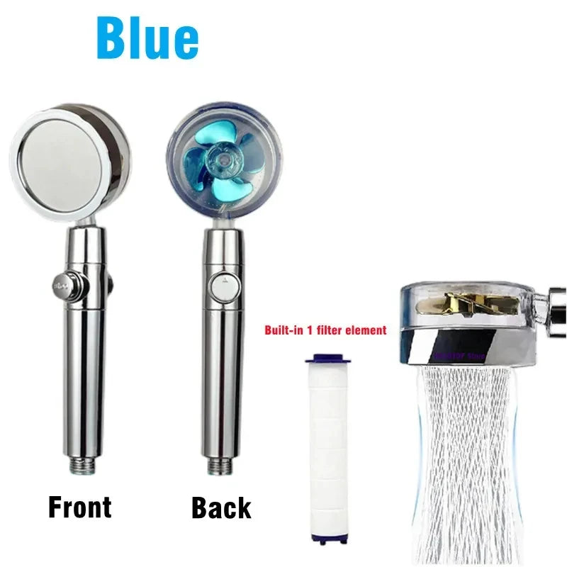 New High Pressure Shower Head Twin Turbocharged Shower Head Handheld Turbo Fan