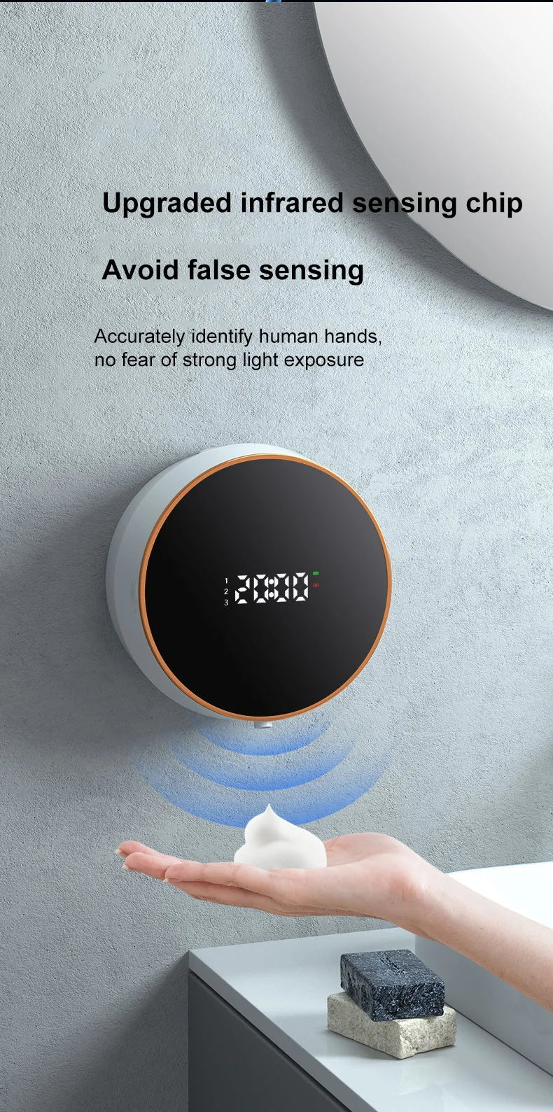 Touchless Automatic Sensor Soap Dispenser Foam Type-C Charging Smart Induction Hand Washer with Temperature Digital Display
