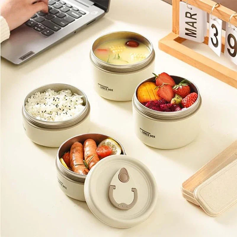 Portable Insulated Food Lunch Container Set with Thermal Lunch Box 3 Separate Stackable Lunch Container
