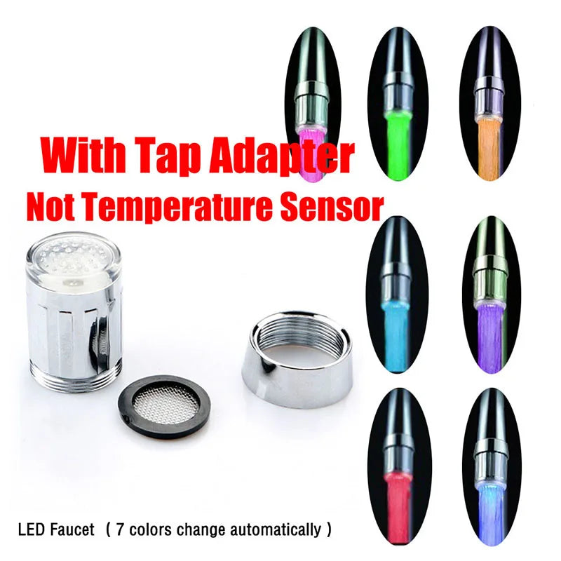 Faucet Night Light Lamp Sensor Hydropower Led Lights Shower Head Temperature Detectable Night Lights For Bathroom Multiple Color