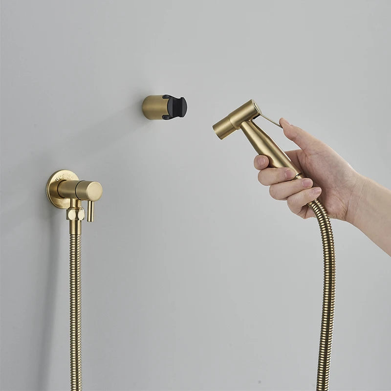 Handheld Toilet Bidet Sprayer With Brass Valve Stainless Steel