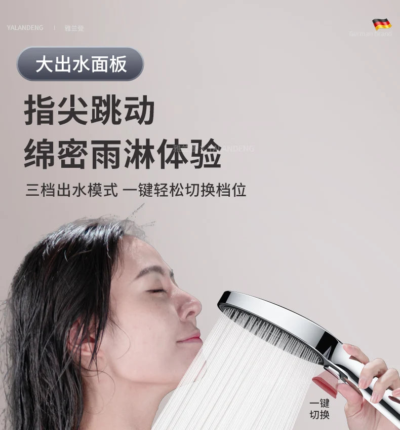 15CM Big Panel High Pressure Shower Head With Filter 3 Modes