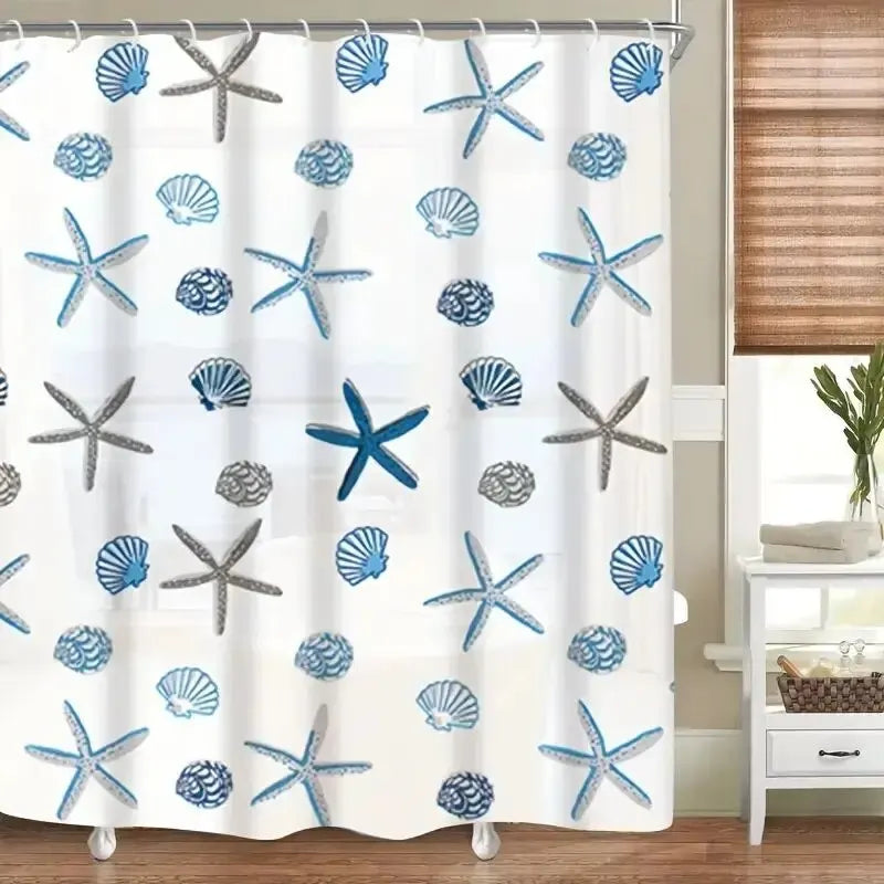 1pc With Pattern Shower Curtain PEVA Waterproof Shower Curtain