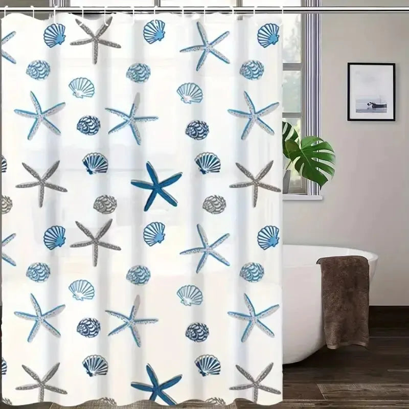 1pc With Pattern Shower Curtain PEVA Waterproof Shower Curtain
