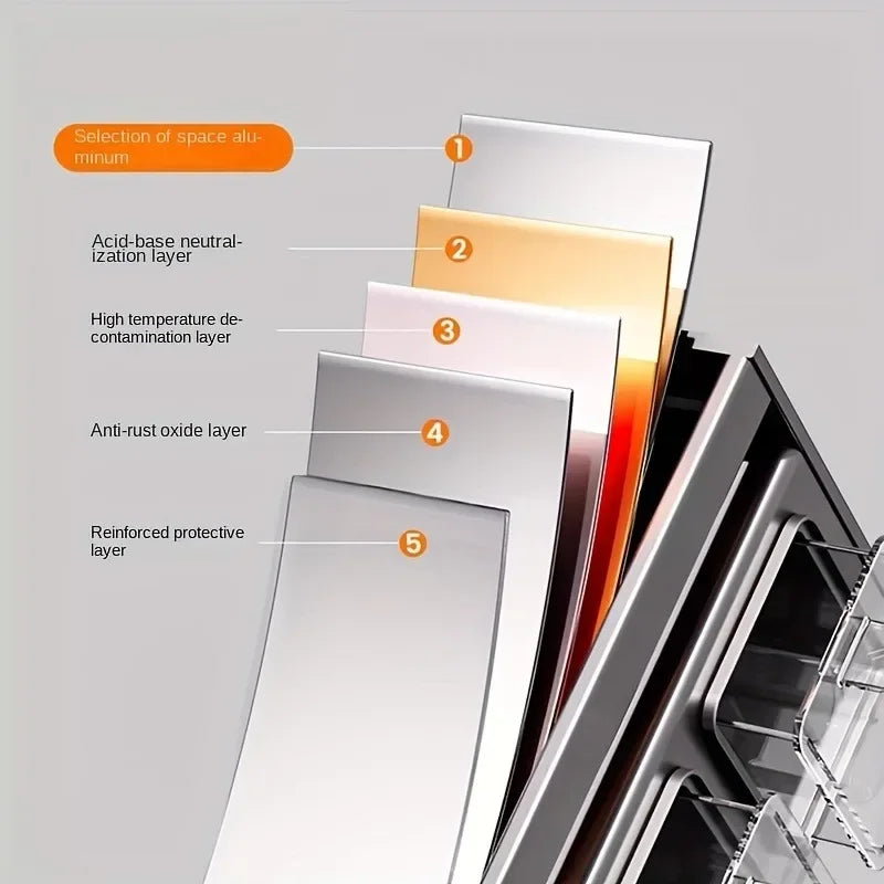 Stainless Steel Kitchen Spice Rack Wall-Mounted Multi-Functional Spice Rack Box