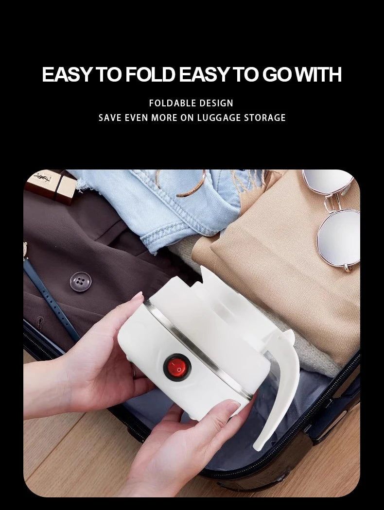 0.6L Mini Folding Kettle Portable Water Heater 600W Silicone Compression Electric Kettle