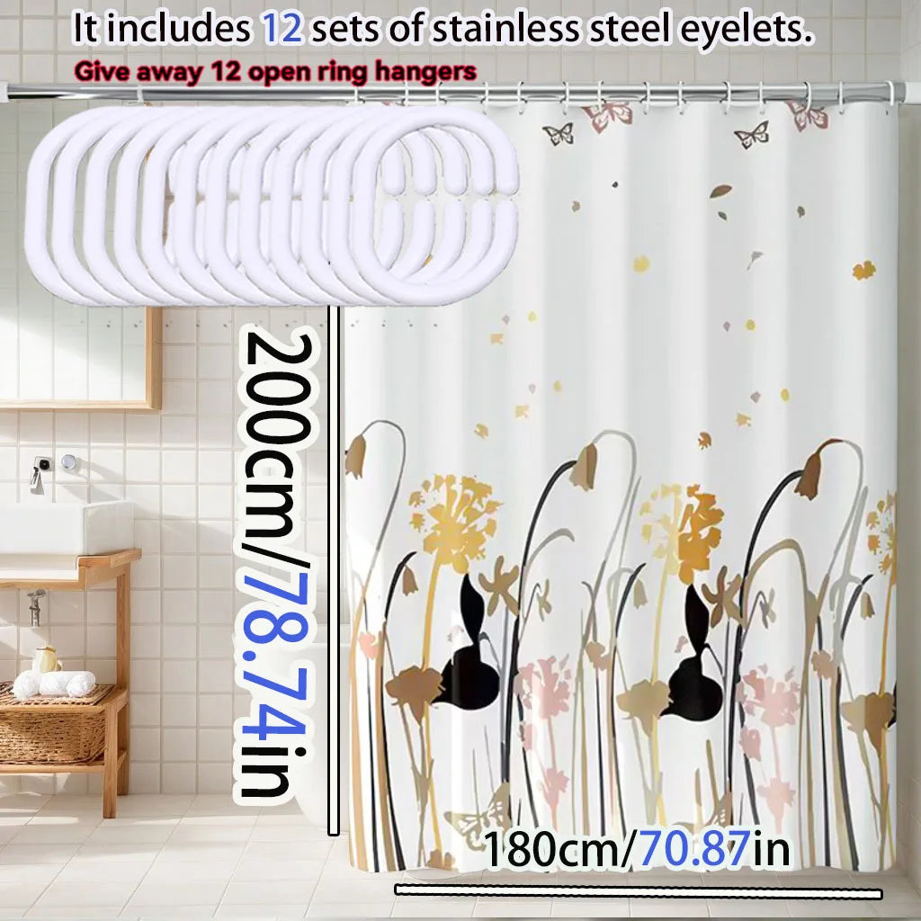 Dandelion pattern shower curtain PEVA material waterproof curtain