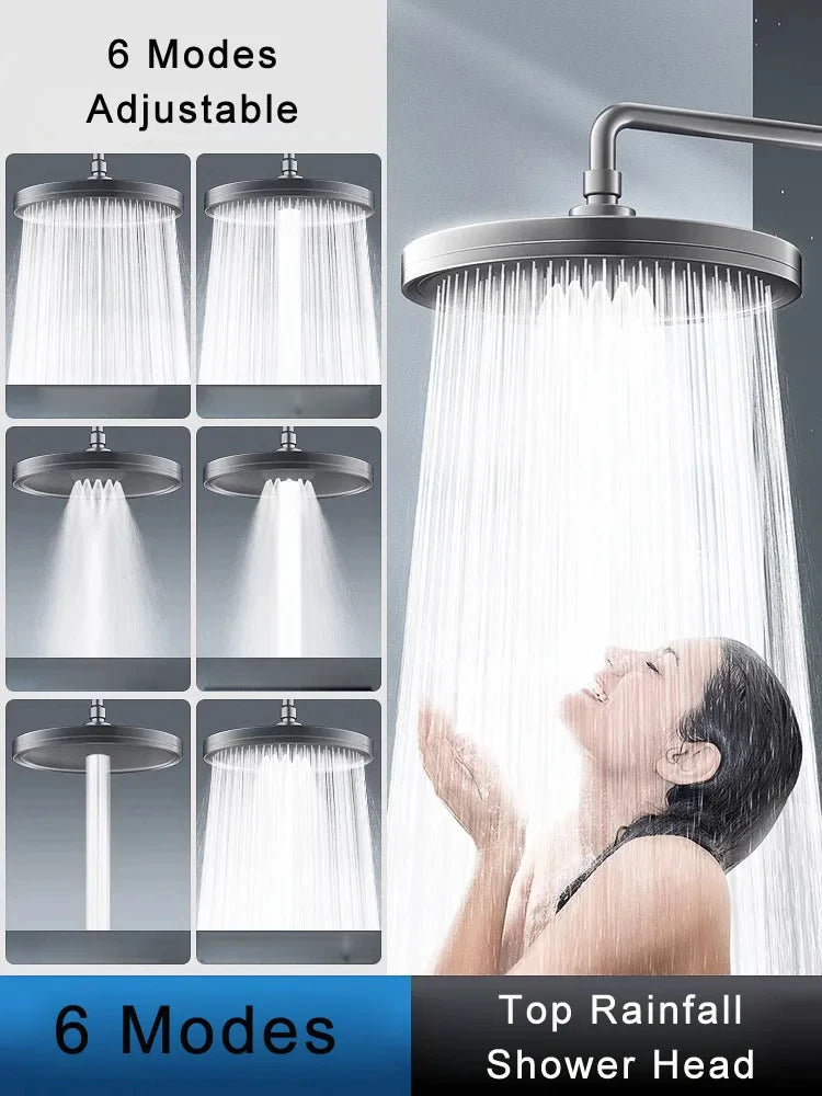 230mm Big Panel Showerhead 6 Mode Supercharge Rainfall Shower Head