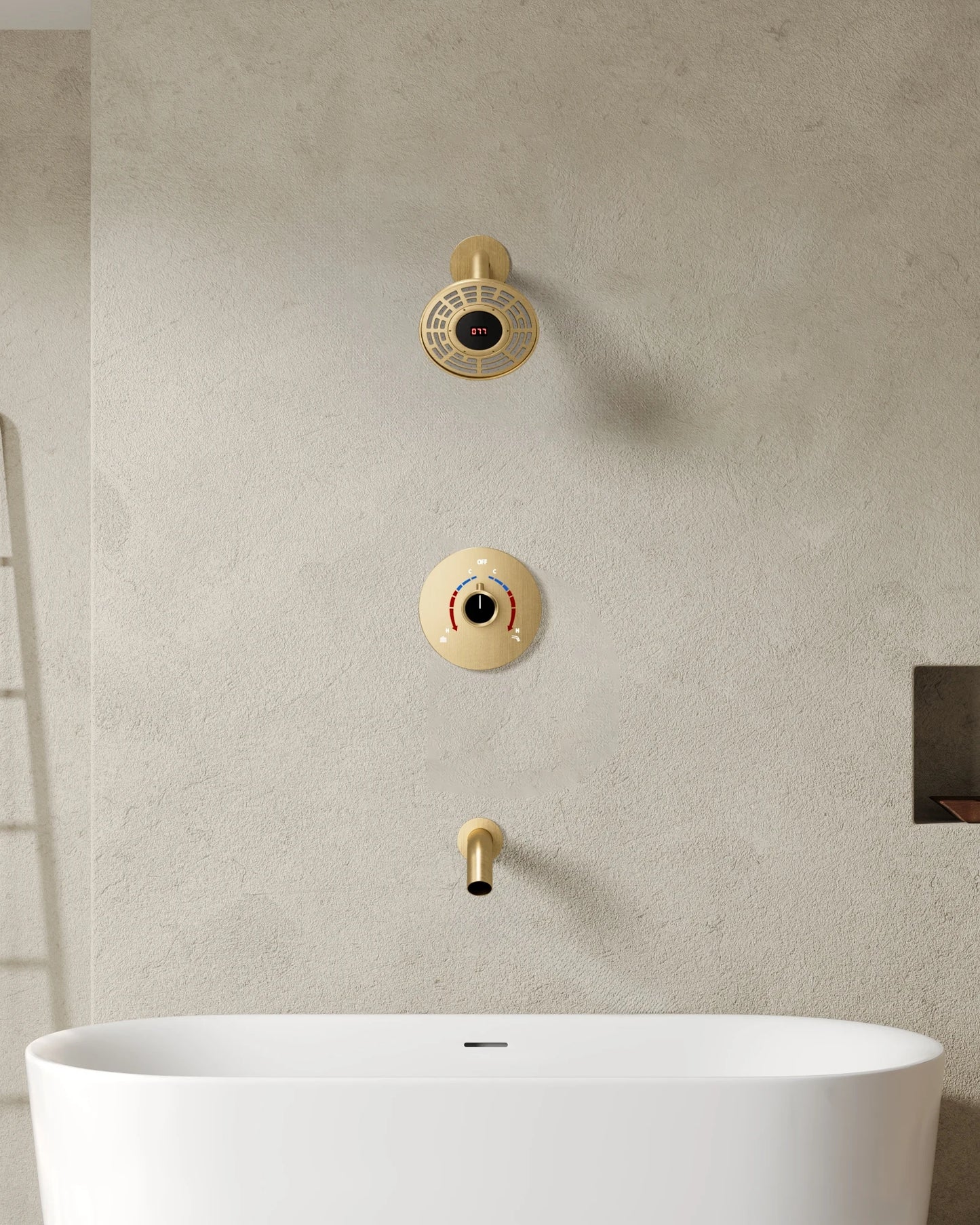 EVERSTEIN LED Light Shower Head System Shower Faucet Set with Brass Balanced Valve Wall Mount Tub Faucet