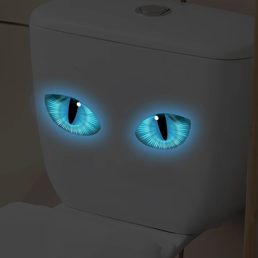 Luminous Blue Eye Wall Decals - Glow In Dark Toilet Stickers