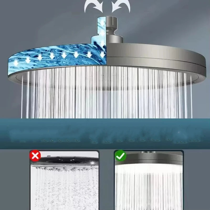New 6 Modes Large Flow Supercharge Rainfall Shower Head 230mm Round High Pressure Top Spray Rain