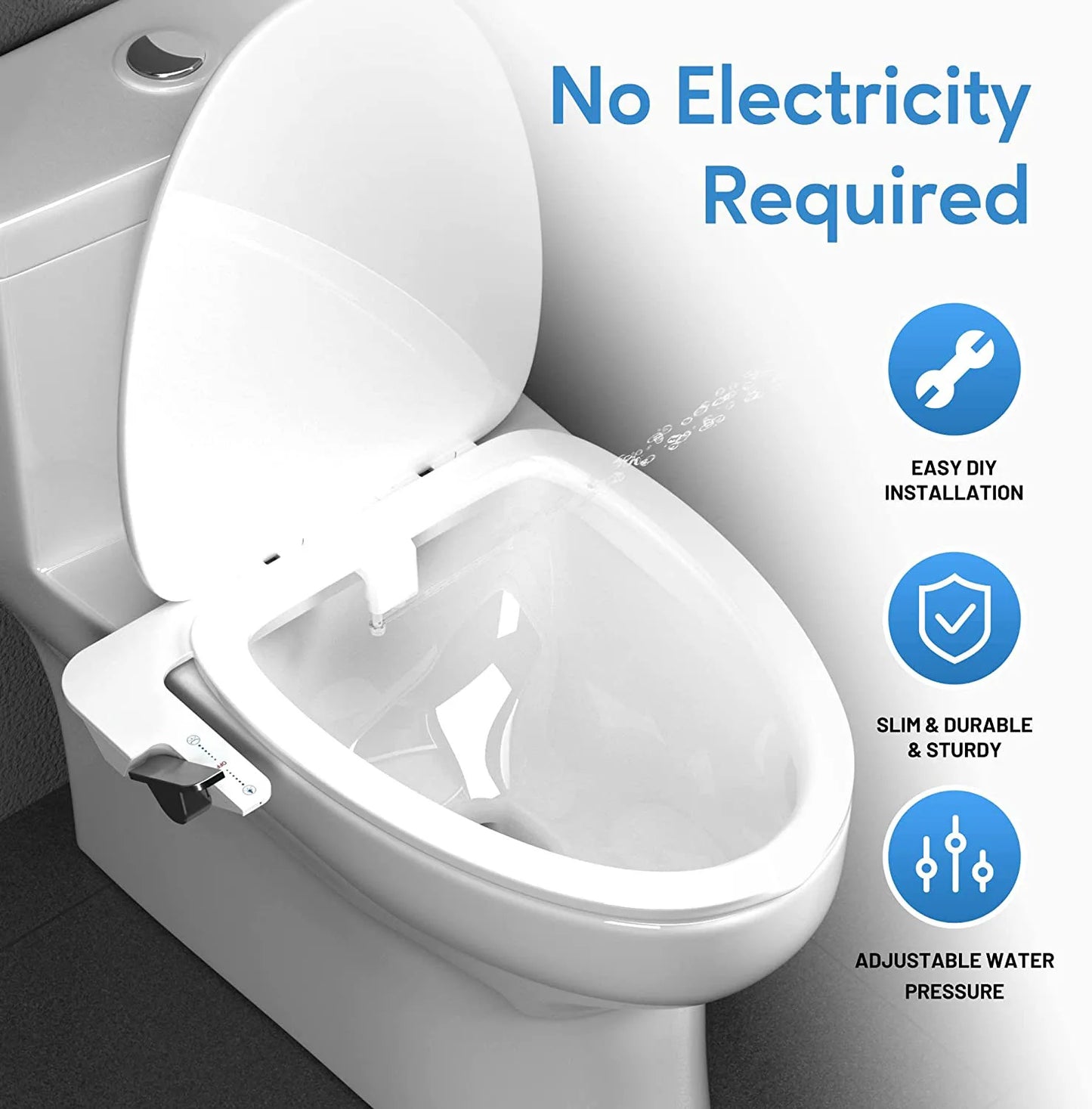 Hot Bidet Attachment for Toilet Bidet Toilet Seat Attachment with Water Pressure Control and Self-Cleaning Dual Nozzles