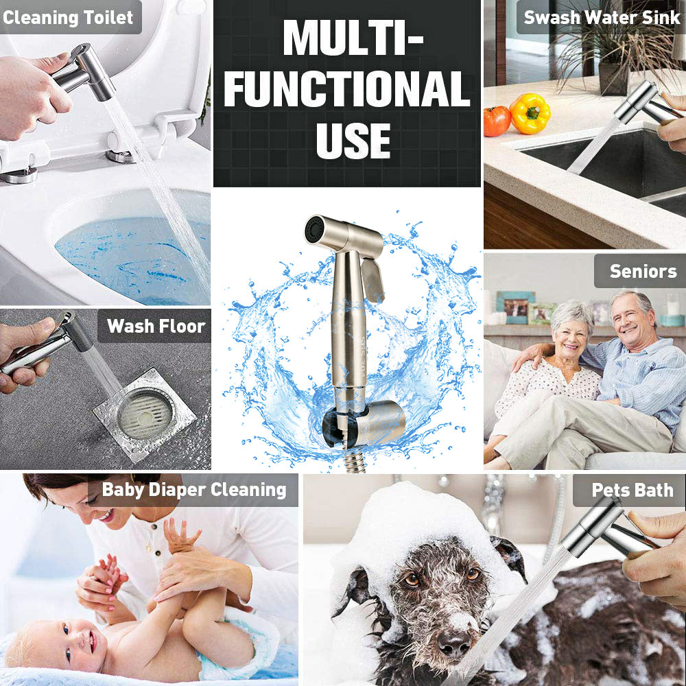 Stainless Steel Faucet Spray Gun Handheld Toilet Bidet Water Sprayer