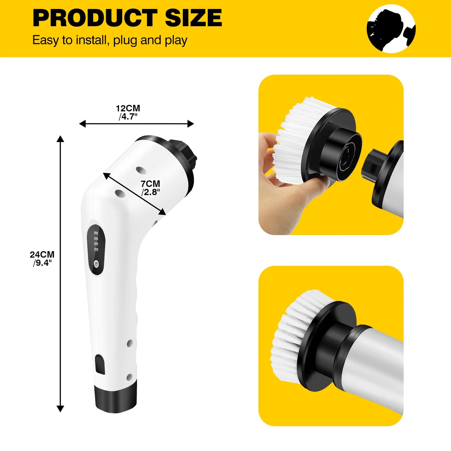 3-IN-1 Electric Cleaning Brush Multi-functional USB Rechargeable Electric Rotary Scrubber
