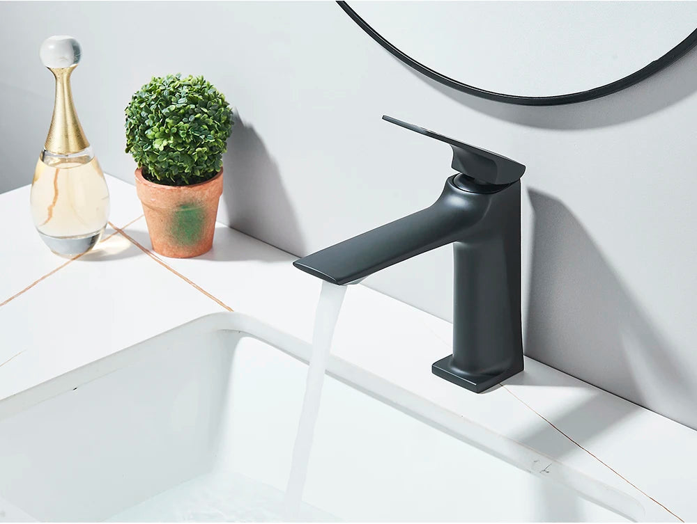 Black Bathroom Faucet Deck Mounted Bathroom Sink Mixer Tap Single Lever Faucets Chrome/White/Grey/Brushed Gold