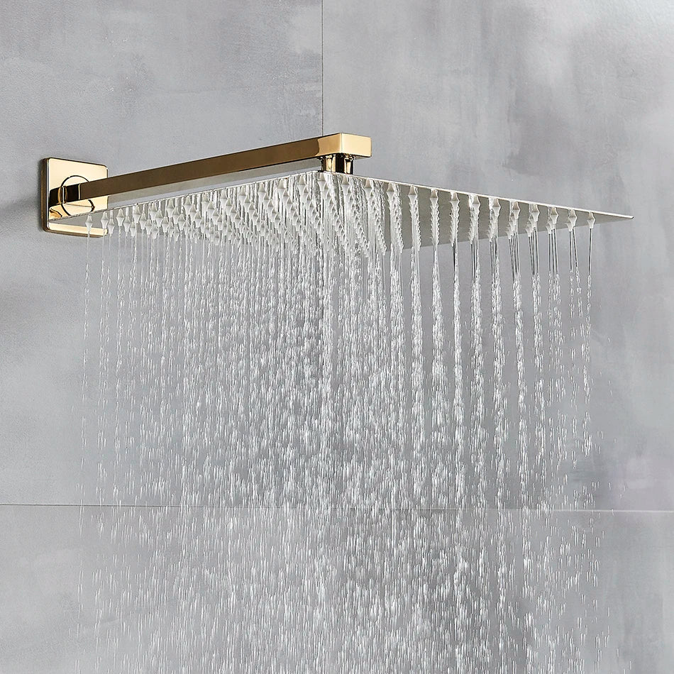 Rainfall Shower Head 8"/10"/12" Square Bathroom Ultrathin . Wall Mounted
