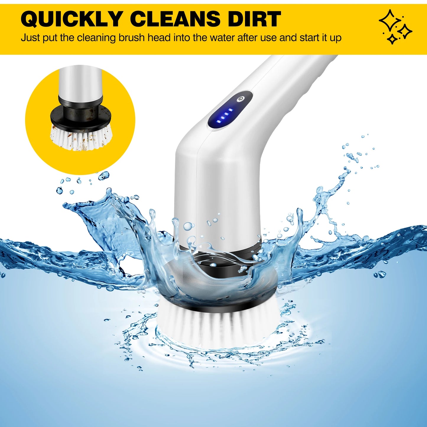 3-IN-1 Electric Cleaning Brush Multi-functional USB Rechargeable Electric Rotary Scrubber