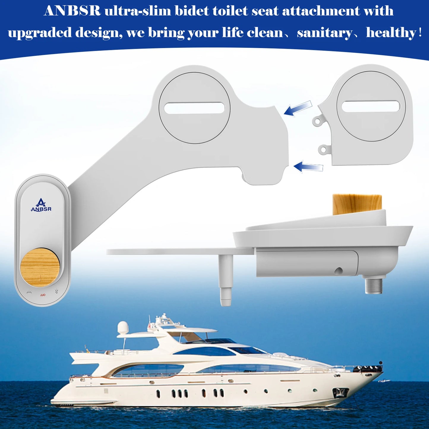 Fresh Water Non-Electric Bidet Attachment for Toilet Seat, Adjustable Water Pressure, Rear Wash