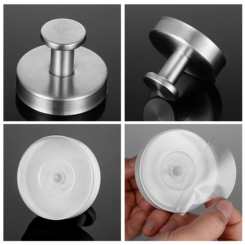 Reusable Stainless Steel Suction Cup Hook Waterproof Wall Mount Hooks Punch-free Kitchen