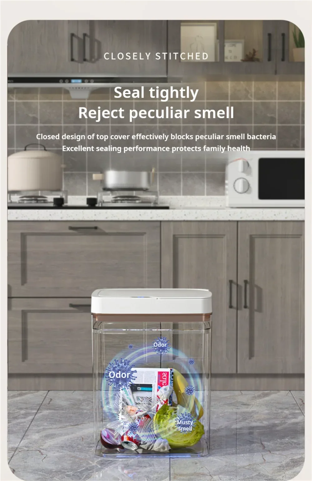 15L Smart Trash Can Automatic Touchless Smart Sensor Sensing Trash Can Waterproof Bathroom Kitchen Bedroom Trash Can.