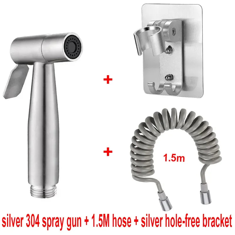 304 Stainless Steel Spray Gun Shower Handheld Bidet Sprayer Set