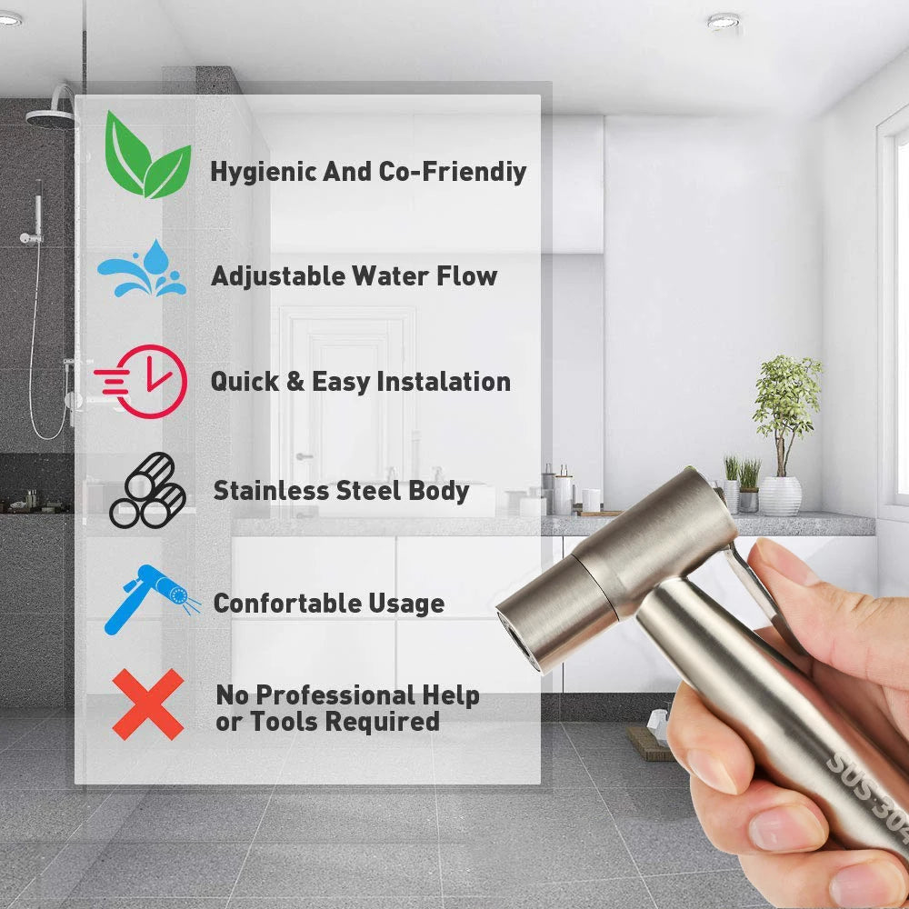 Stainless Steel Faucet Spray Gun Handheld Toilet Bidet Water Sprayer