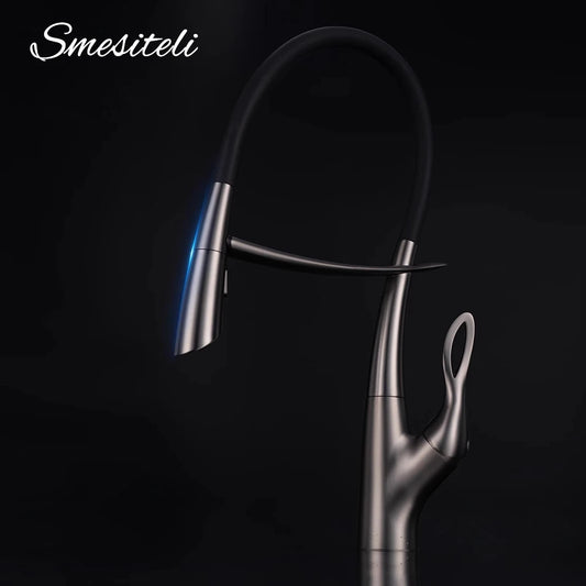 Pull Out Sensor Kitchen Faucet Single Handle Digital Display Intelligent Control