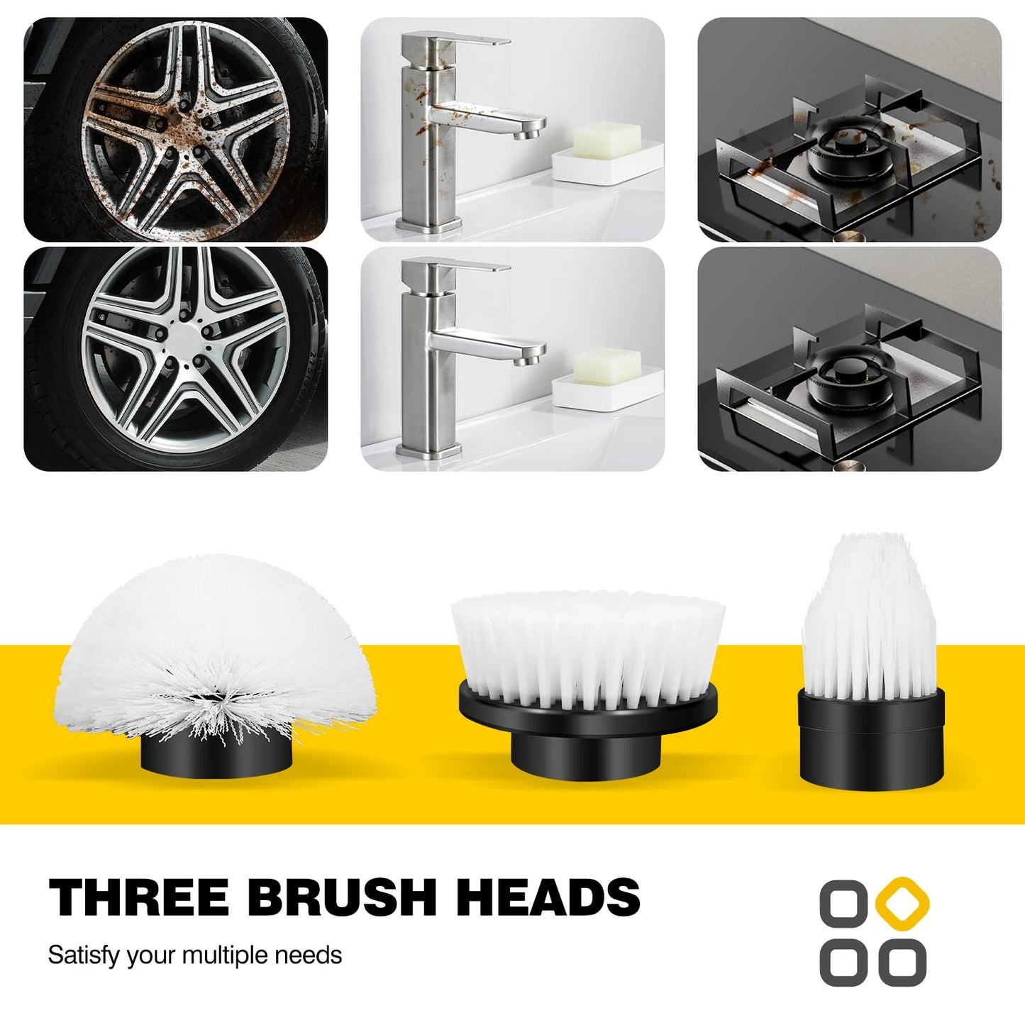 3-IN-1 Electric Cleaning Brush Multi-functional USB Rechargeable Electric Rotary Scrubber