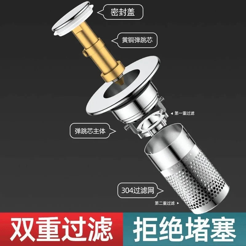 Leak Proof Toilet Washbasin Accessory Press Type Deodorizing Plug