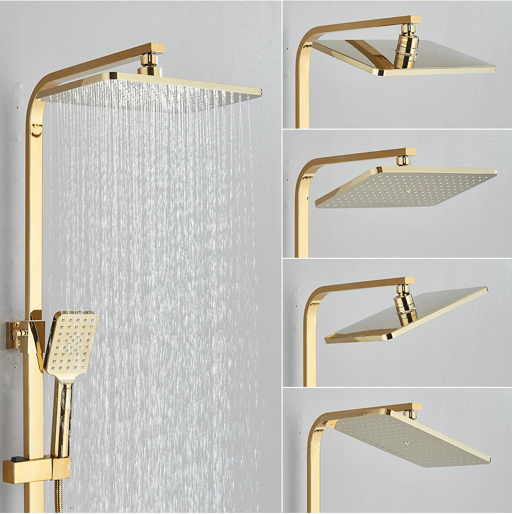 Black Golden Shower Head Rainfall , Rainfall Showerhead