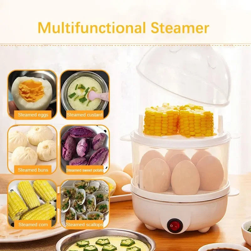110V/220V Multifunctional Electric Egg Boiler Double Layers Egg Cooker Mini Steamer