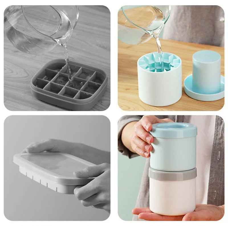 Silicone Ice Cube Mold Round Ice Bucket