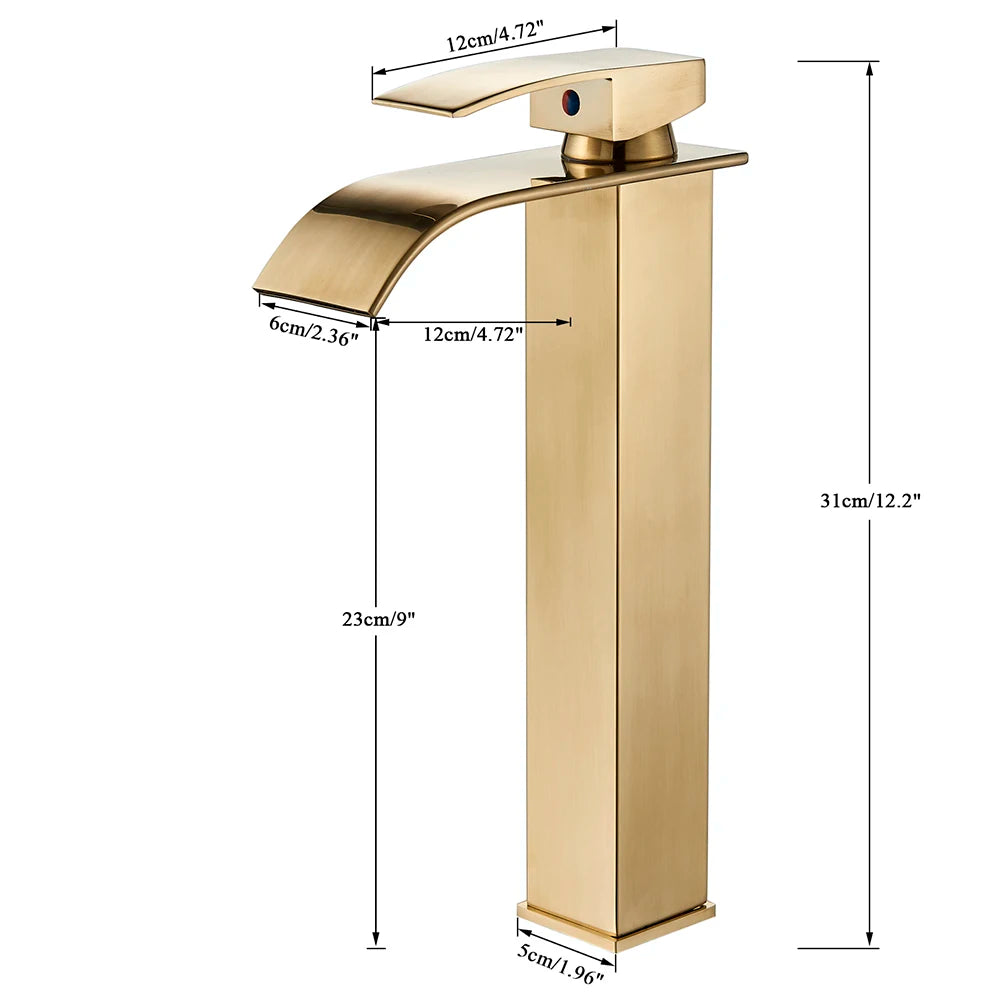 Brushed Golden Basin Faucets Single Lever Hole Deck Mount