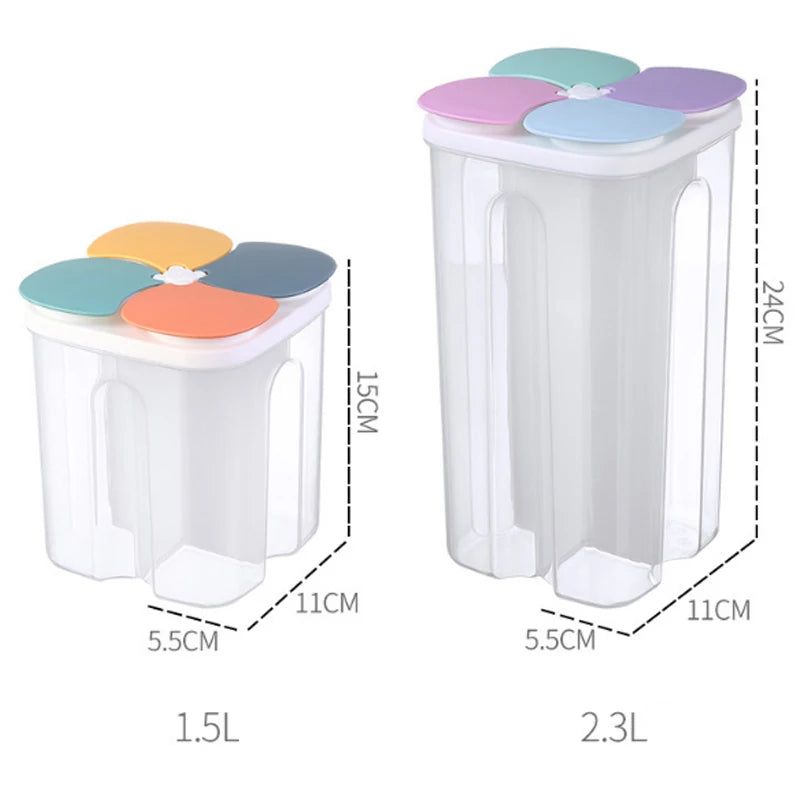 Kitchen Cereals Storage Box Plastic 4 grids ,Food Container Moisture-proof