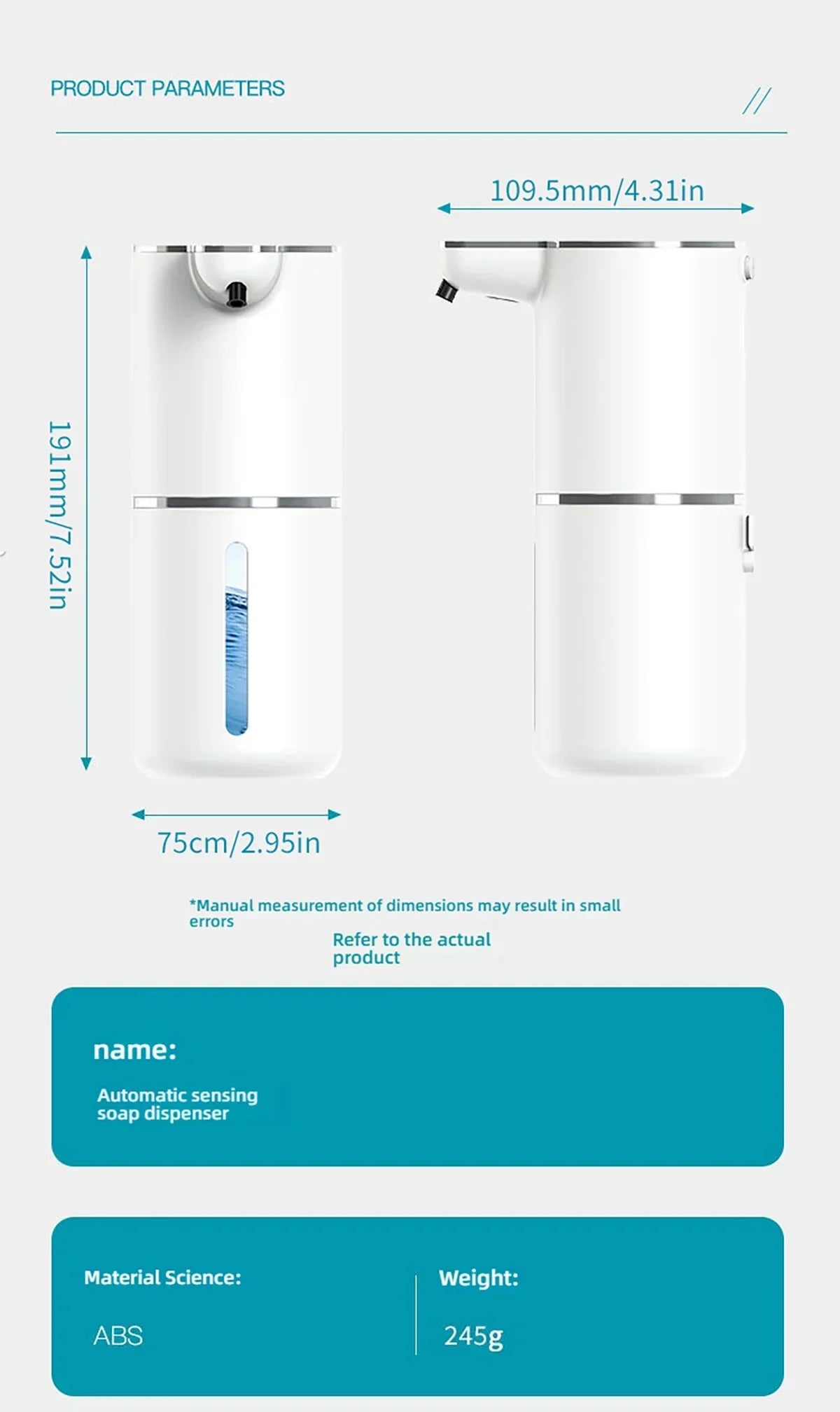 Automatic Soap Dispenser Touchless Foaming Soap Dispenser 380ml USB Rechargeable Electric 4 Level Adjustable
