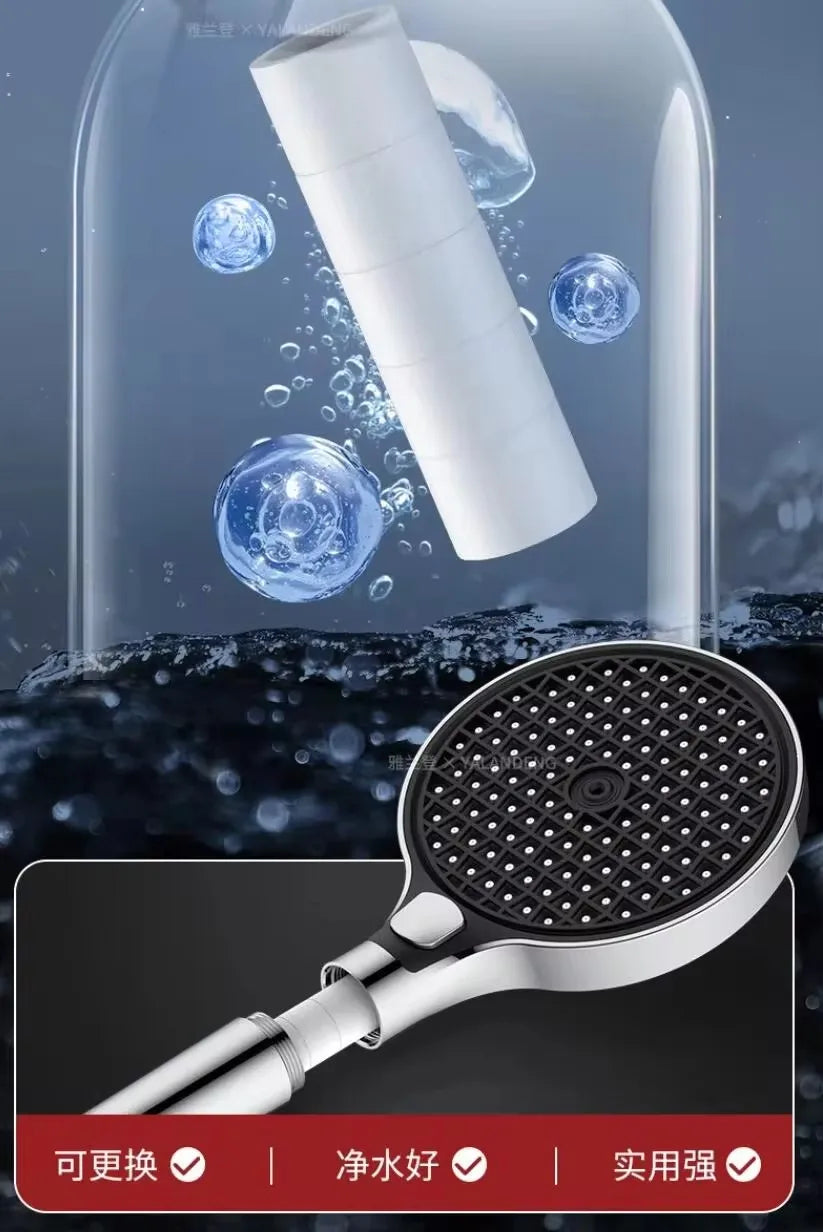 15CM Big Panel High Pressure Shower Head With Filter 3 Modes