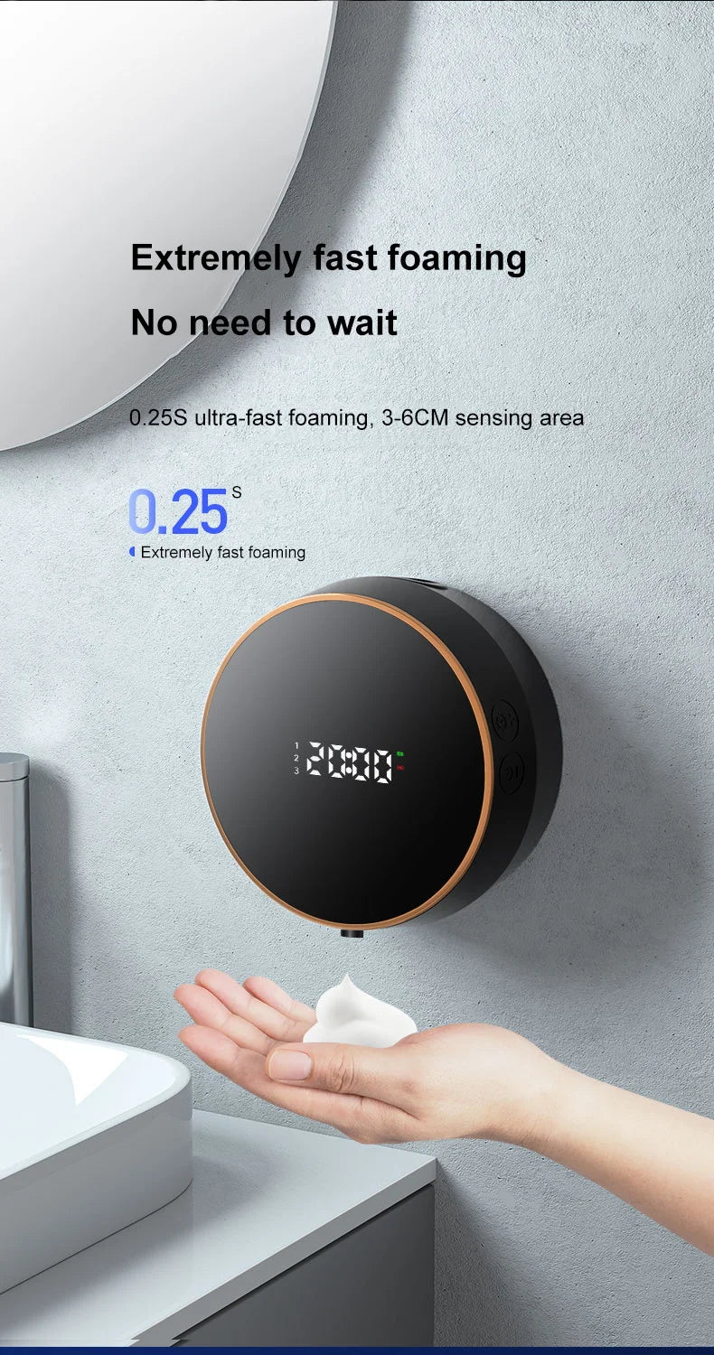 Touchless Automatic Sensor Soap Dispenser Foam Type-C Charging Smart Induction Hand Washer with Temperature Digital Display