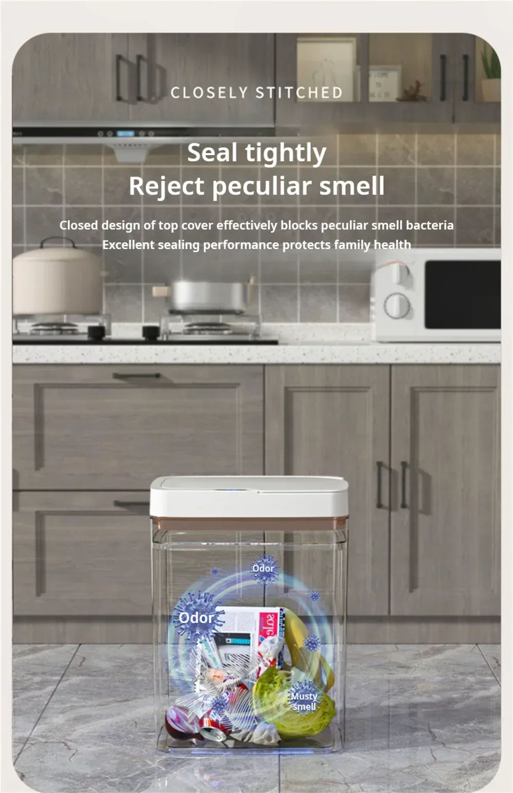 15-Liter Smart Trash Can Automatic Touchless, Waterproof Sensor Trash Bin for Bathroom Kitchen Bedroom, Odorless Modern Basket