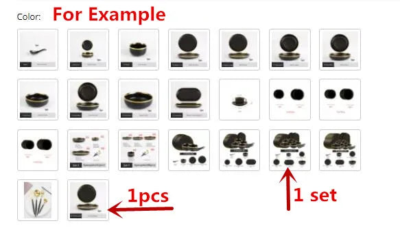 Gilt Rim Black Porcelain Dinner Plates Cutlery Set