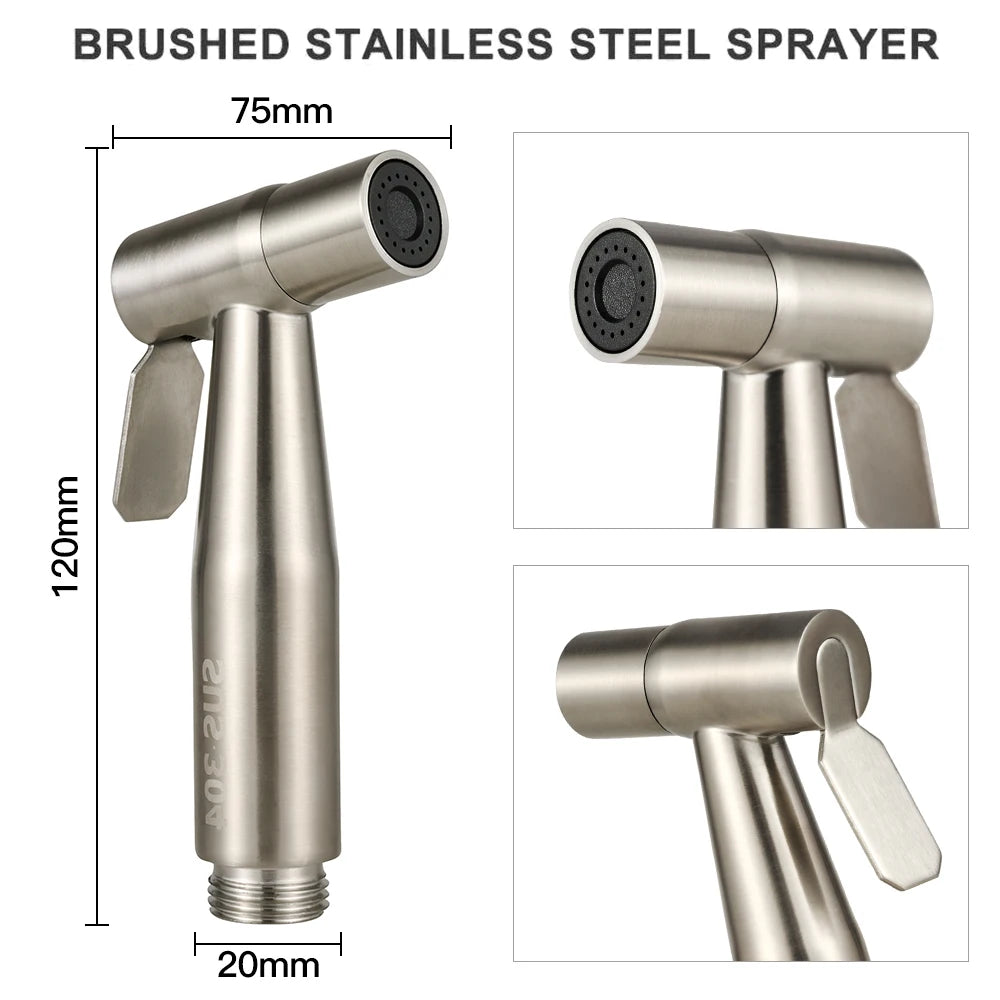 Stainless Steel Faucet Spray Gun Handheld Toilet Bidet Water Sprayer