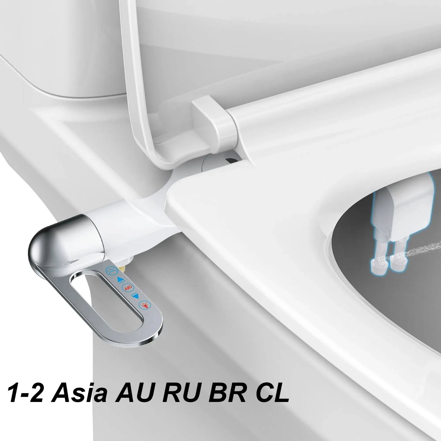 Slim Bidet Toilet Seat Attachment Non-Electric Dual Nozzle Bidet Adjustable Water Pressures