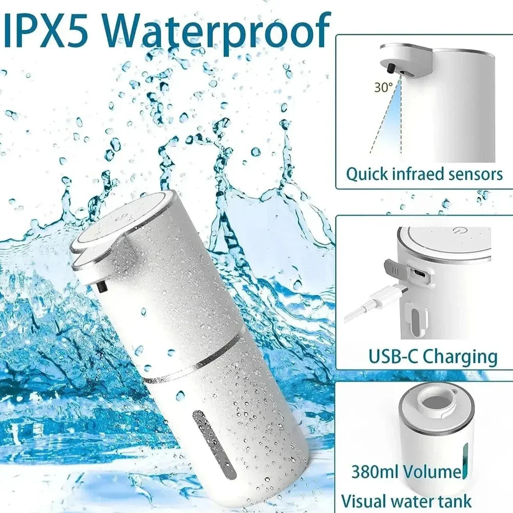 Automatic Soap Dispenser Touchless Foaming Soap Dispenser 380ml USB Rechargeable Electric 4 Level Adjustable