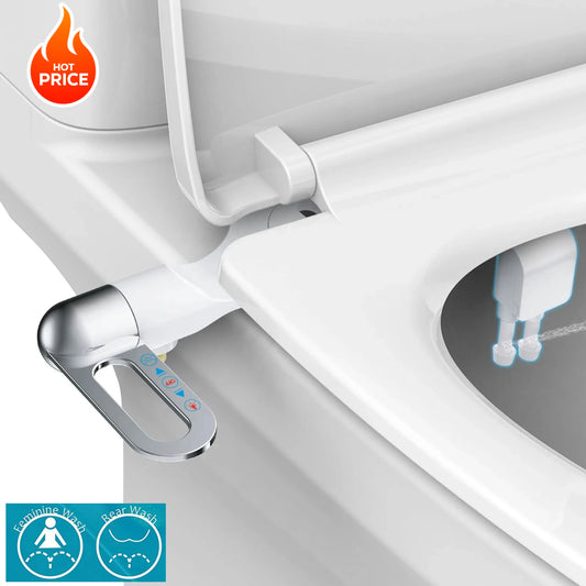 Slim Bidet Toilet Seat Attachment Non-Electric Dual Nozzle Bidet Adjustable Water Pressures